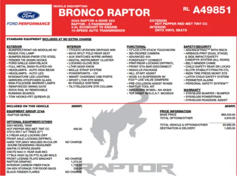 Photos of 2024 Ford Bronco Raptor for sale in Orem, UT at AutoMatch