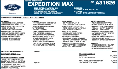Photos of 2025 Ford Expedition MAX Platinum for sale in Orem, UT at AutoMatch