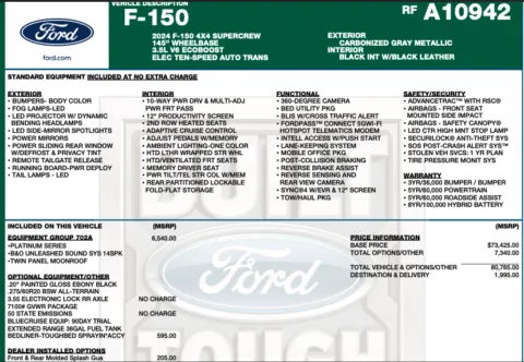 Photos of 2024 Ford F-150 Platinum for sale in Orem, UT at AutoMatch