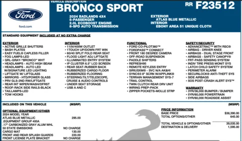 Photos of 2024 Ford Bronco Sport Badlands for sale in Orem, UT at AutoMatch