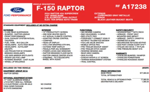 Photos of 2024 Ford F-150 Raptor for sale in Orem, UT at AutoMatch