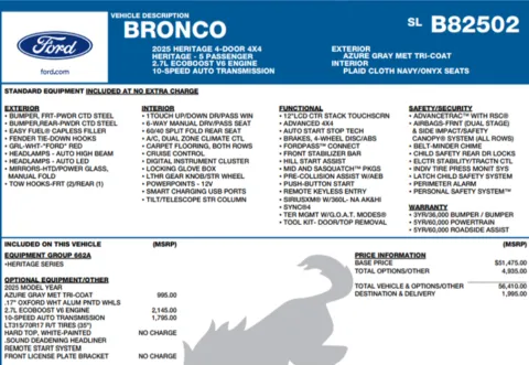 Photos of 2025 Ford Bronco Heritage Edition for sale in Orem, UT at AutoMatch