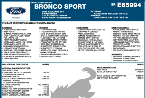 Photos of 2025 Ford Bronco Sport Badlands for sale in Orem, UT at AutoMatch