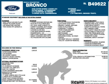 Photos of 2025 Ford Bronco Outer Banks for sale in Orem, UT at AutoMatch