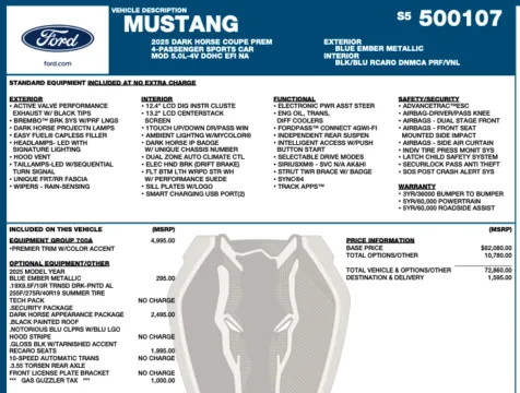 Photos of 2025 Ford Mustang Dark Horse for sale in Orem, UT at AutoMatch