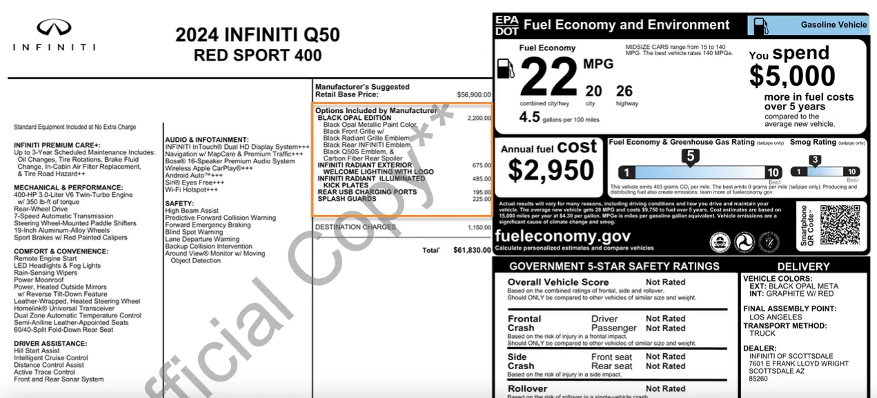 Photos of 2024 INFINITI Q50 Red Sport 400 for sale in Orem, UT at AutoMatch