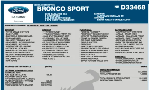 Photos of 2022 Ford Bronco Sport Badlands for sale in Orem, UT at AutoMatch