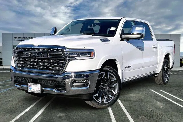 White 2026 Ram 1500 Limited Longhorn Crew Cab 4x4 5'7' Box for sale in Indio, CA