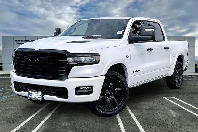 White 2026 Ram 1500 Laramie Crew Cab 4x4 5'7' Box for sale in Indio, CA