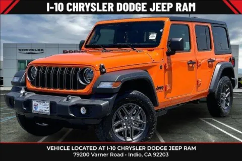 Orange 2026 Jeep Wrangler 4-door Sport S for sale in Indio, CA