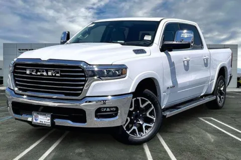 White 2026 Ram 1500 Laramie Crew Cab 4x4 5'7' Box for sale in Indio, CA