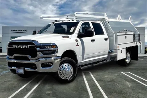 White 2025 Ram 3500 Chassis Cab 3500 Tradesman Crew Cab Chassis 4x4 60' for sale in Indio, CA