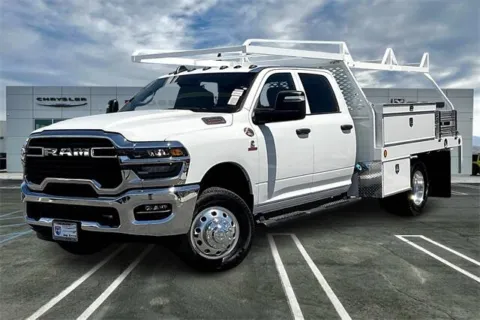 White 2025 Ram 3500 Chassis Cab 3500 Tradesman Crew Cab Chassis 4x4 60' for sale in Indio, CA