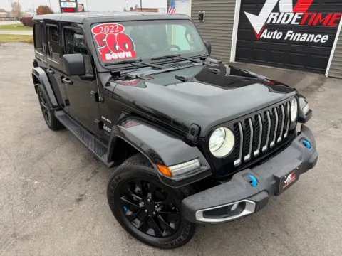 Photos of 2022 JEEP WRANGLER UNLIMI SAHARA 4XE for sale in Crown Point, IN at Ride Time Auto Finance Crown Point