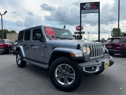 Silver 2020 JEEP WRANGLER UNLIMI SAHARA for sale in Crown Point, IN