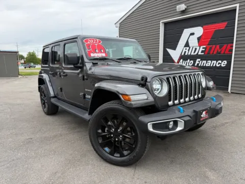 Gray 2023 JEEP WRANGLER SAHARA 4XE for sale in Crown Point, IN