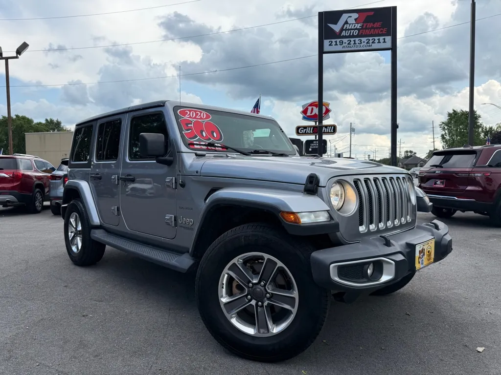 Silver 2020 JEEP WRANGLER UNLIMI SAHARA for sale in Crown Point, IN