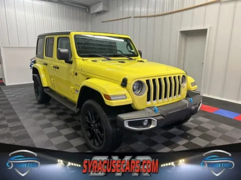 Yellow 2023 Jeep Wrangler Sahara 4xe for sale in Syracuse, NY