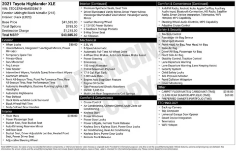Photos of 2021 Toyota Highlander XLE for sale in Syracuse, NY at Candy Cars