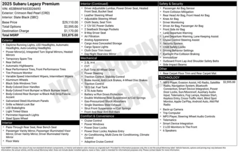 Photos of 2025 Subaru Legacy Premium for sale in Syracuse, NY at Candy Cars