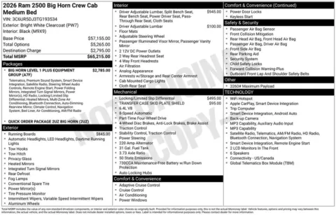 Photos of 2026 Ram 2500 Big Horn for sale in Syracuse, NY at Candy Cars