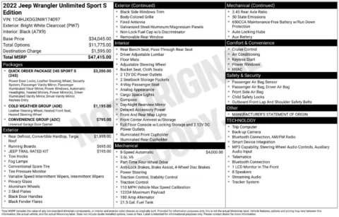 Photos of 2022 Jeep Wrangler Unlimited Sport S for sale in Syracuse, NY at Candy Cars