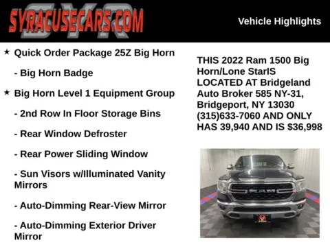 More photos of 2022 Ram 1500 Big Horn/Lone Star at Bridgeland Auto Brokers, NY