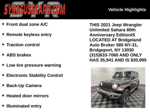 More photos of 2021 Jeep Wrangler Unlimited Sahara 80th Anniversary Edition at Bridgeland Auto Brokers, NY