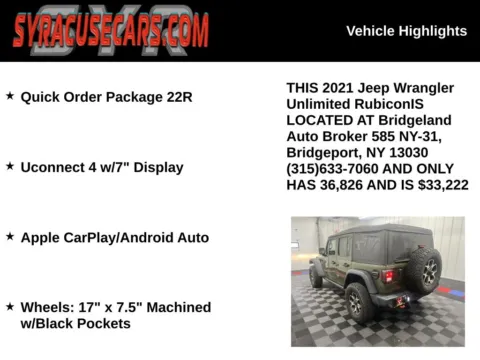 More photos of 2021 Jeep Wrangler Unlimited Rubicon at Bridgeland Auto Brokers, NY