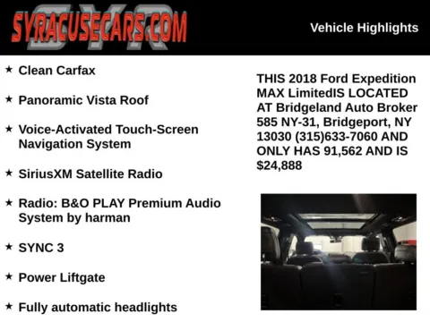 More photos of 2018 Ford Expedition Max Limited at Bridgeland Auto Brokers, NY