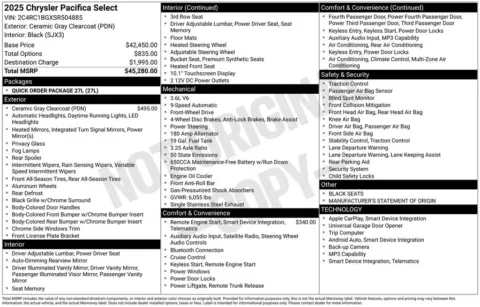 Photos of 2025 Chrysler Pacifica Select for sale in Bridgeport, NY at Bridgeland Auto Brokers