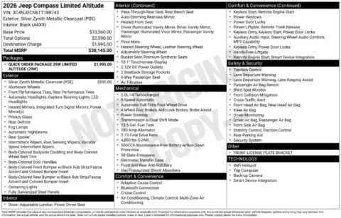 Photos of 2026 Jeep Compass Limited for sale in Bridgeport, NY at Bridgeland Auto Brokers
