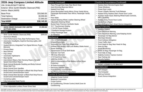 Photos of 2026 Jeep Compass Limited for sale in Bridgeport, NY at Bridgeland Auto Brokers