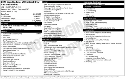 Photos of 2023 Jeep Gladiator Willys for sale in Bridgeport, NY at Bridgeland Auto Brokers