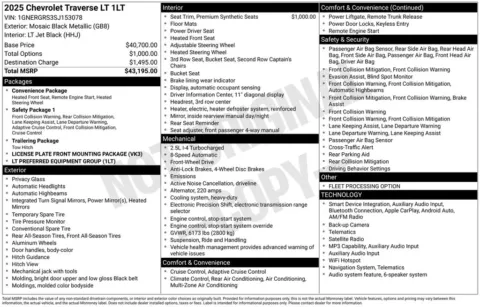 Photos of 2025 Chevrolet Traverse LT for sale in Syracuse, NY at Candy Cars