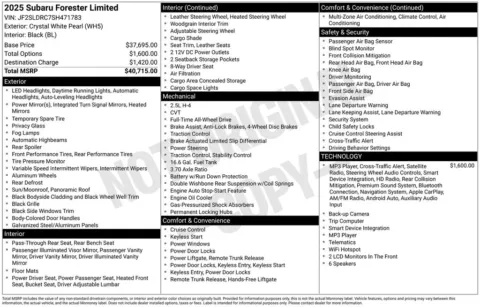 Photos of 2025 Subaru Forester Limited for sale in Syracuse, NY at Candy Cars
