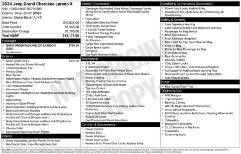 Photos of 2024 Jeep Grand Cherokee Laredo X for sale in Syracuse, NY at Candy Cars