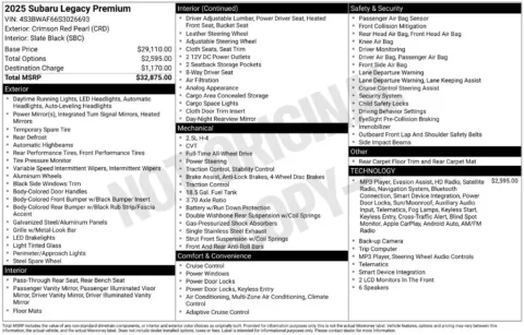 Photos of 2025 Subaru Legacy Premium for sale in Syracuse, NY at Candy Cars