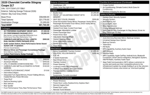 Photos of 2020 Chevrolet Corvette Stingray for sale in Syracuse, NY at Candy Cars