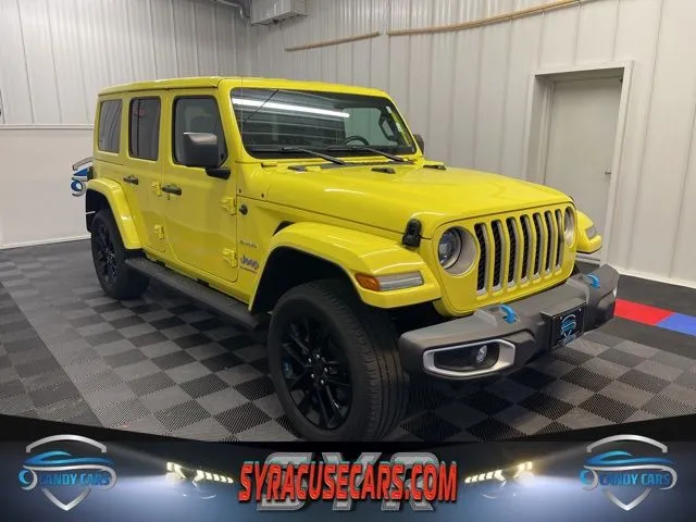 Yellow 2023 Jeep Wrangler Sahara 4xe for sale in Syracuse, NY