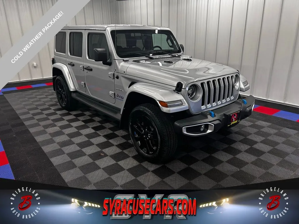 Silver 2023 Jeep Wrangler Sahara 4xe for sale in Bridgeport, NY