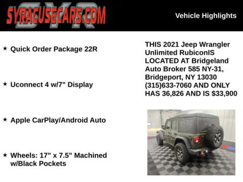 More photos of 2021 Jeep Wrangler Unlimited Rubicon at Bridgeland Auto Brokers, NY