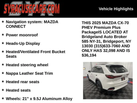 More photos of 2025 Mazda CX-70 PHEV Premium Plus at Bridgeland Auto Brokers, NY
