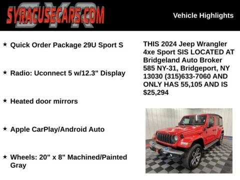 More photos of 2024 Jeep Wrangler Sport S 4xe at Bridgeland Auto Brokers, NY