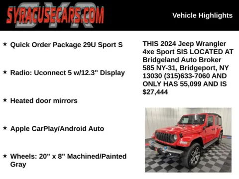 More photos of 2024 Jeep Wrangler Sport S 4xe at Bridgeland Auto Brokers, NY