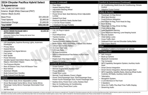 Photos of 2024 Chrysler Pacifica Hybrid Select S Appearance for sale in Bridgeport, NY at Bridgeland Auto Brokers