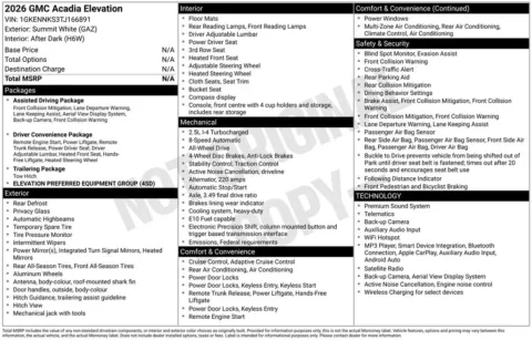 Photos of 2026 GMC Acadia Elevation for sale in Bridgeport, NY at Bridgeland Auto Brokers