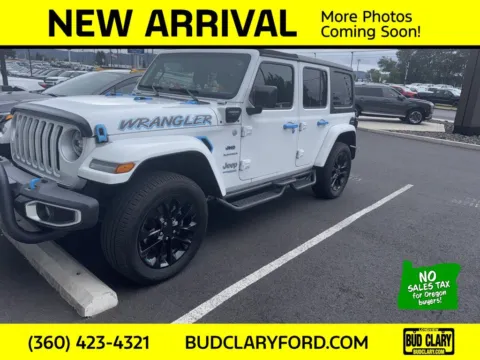 White 2022 Jeep Wrangler 4xe Unlimited Sahara for sale in Longview, WA