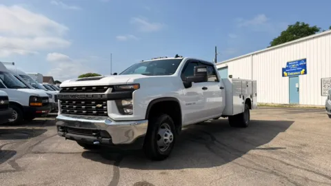 White 2021 Chevrolet Silverado 3500 HD CC 2WD Crew Cab 177" WB, 60" CA Work Truck for sale in Dayton, OH