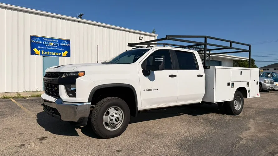 White 2021 Chevrolet Silverado 3500 HD CC 2WD Crew Cab 177" WB, 60" CA Work Truck for sale in Dayton, OH